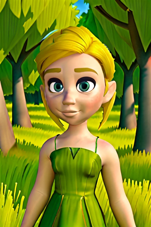 <lora:TFM_Chibi_Zelda:0.6> 1girl, blonde hair, dress, in a grassy field with trees, pixar style