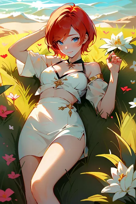 ((masterpiece, best quality))
<lora:Witcher3Shani:0.9>
Witcher3Shani, 1girl, short hair, red hair, Lying on the stomach, legs kicked up