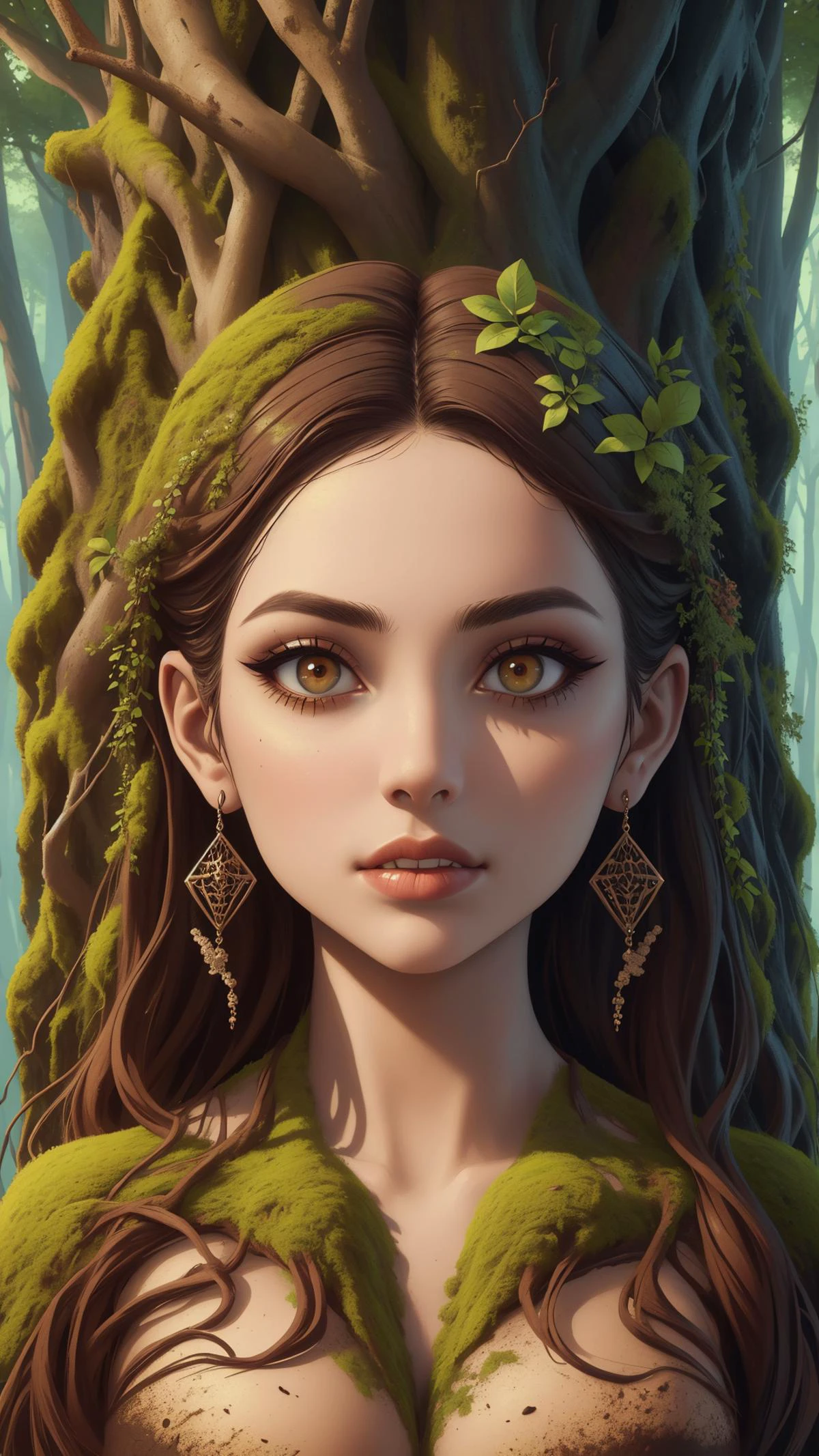 <lora:ElementEarth:0.7>ElementEarth Makeup, nature inspired, natural, earth, dirt, (Masterpiece:1.3) (best quality:1.2) (high quality:1.1)