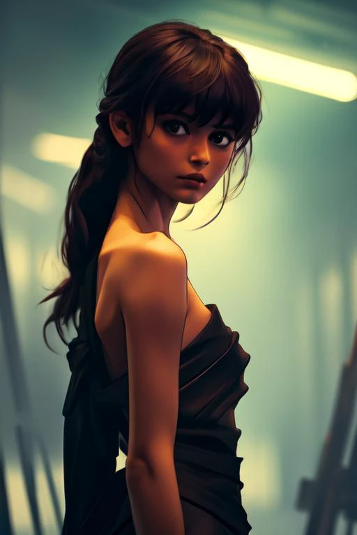 masterpiece, best quality,1girl, bare shoulder, looking at viewer, blurry, <lora:br_max-000014:0.8>