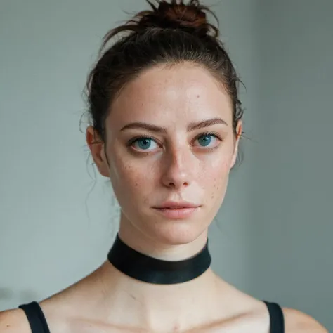 Greta Thunberg, strapless bra, (Modelshoot style), ultra realistic, slightly chubby, (high detailed skin:1.2), 8k uhd, dslr, Dramatic Rim light, high quality, Fujifilm XT3, covering her breasts with her arm