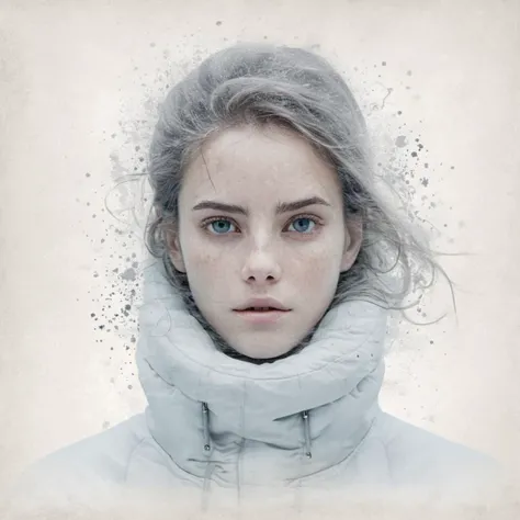 ((Abstract)) 2D art of a woman with a winter theme,subtle colors, minimalist, faint, <lora:kascodelario_xl_1_standard-merger_56_98_06_04:1>