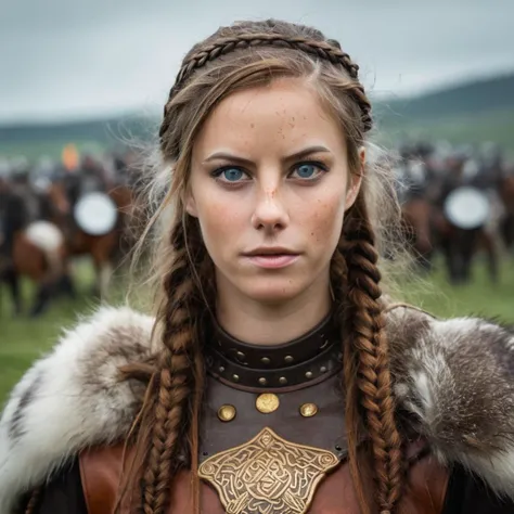 ((Skin texture)) high res portrait photo of a viking warrior princess,f /2.8, Canon, 85mm,cinematic, high quality, skin texture, looking at the camera,  <lora:kascodelario_xl_1_standard-merger_56_98_06_04:1>