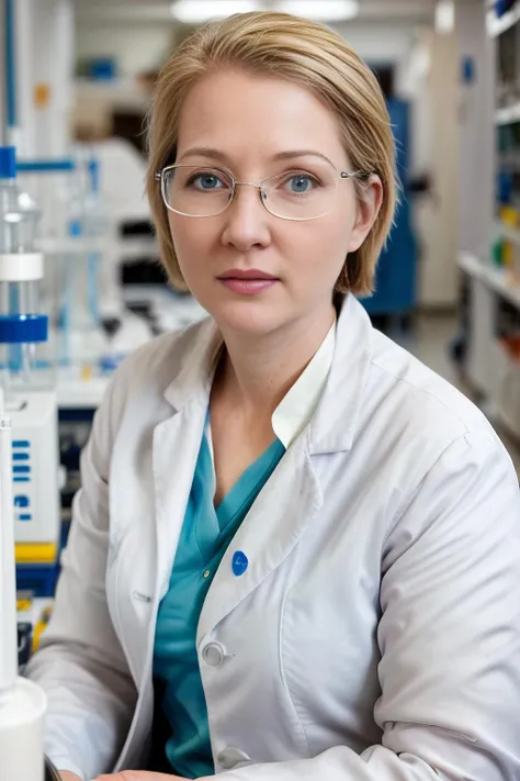 KatjaStudt as a professor in a lab, researching, laboratory, flasks, white lab suit, glasses, short blonde hair,
cinematic, vibrant, photo realistic, realistic, sharp focus, 8k, highly detailed,
<lora:KatjaStudt:1.0>
