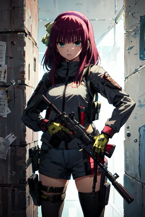 <lora:yuri-angelbeats-01:0.8> yuri nakamura, thighhighs, <lora:epTactical1:0.9> wearing epTactical, gun, holding gun,, ultra detailed, masterpiece, best quality, aesthetic, detailed,