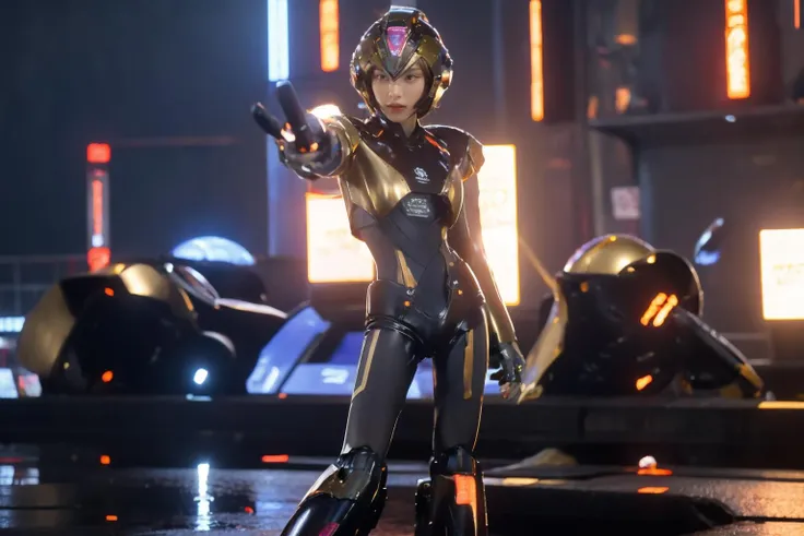 highres, 8k, absurdres, solo, 1girl, unleashing powerful laser beams from its arm cannon, aiming viewer, long hair, solo, medium breasts, kai (rockman x), robot, android, robot joint, (helmet:1.3), outdoor, (cyber world:1.3), metal fences, robotic scene, <lora:Cyberworld_20230622141420-000018:0.8> Cyberworld,
<lora:JP_Girl-000011:0.15> , <lora:RM3X-Kai:0.75> ,