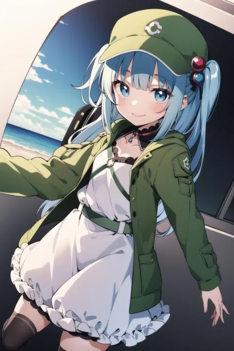 1girl, solo, smile, kawashiro_nitori , anime_coloring