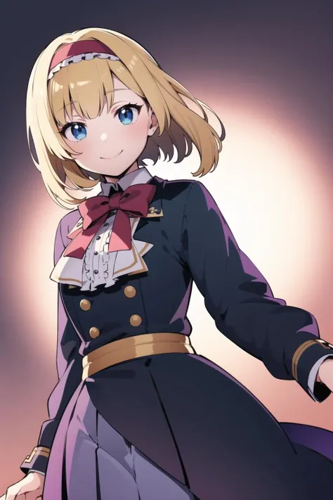 1girl, solo, smile, alice_margatroid , anime_coloring