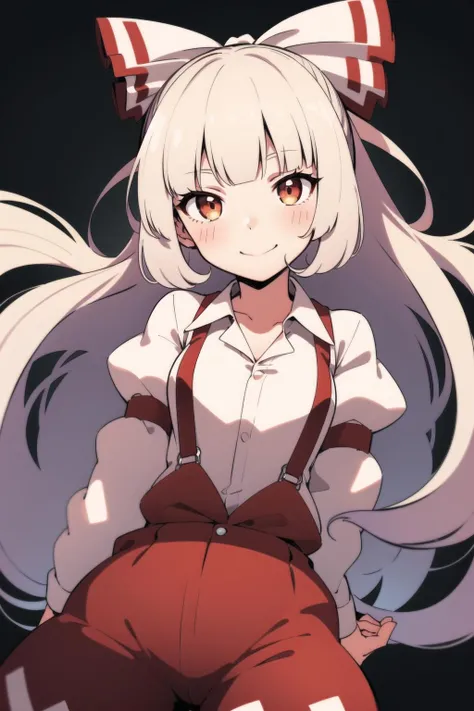 1girl, solo, smile, fujiwara_no_mokou, anime_coloring