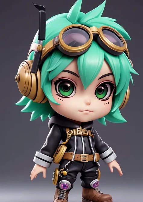 (tristana chibi girl), gren iris, best quality, punk outfit, goggles, intricate detail, absurd res, sharp focus, anime, (by Dongitos:0.8)