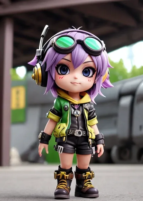 (tristana chibi girl), gren iris, best quality, punk outfit, goggles, intricate detail, absurd res, sharp focus, anime, (by Dongitos:0.8)