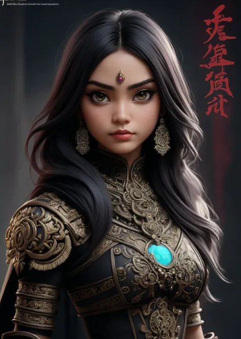 handsome by Kuang Hong, gothic punk, 
Indian girl, faces challenges , muscular, full armor dress, hyper detailed, professional poster, award winning,  trending on ArtStation , (intricate details, masterpiece, best quality:1.4), looking at viewer, dynamic pose Falls,  in the style of Nicola Samori