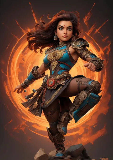 handsome by Julie Bell, atom punk,
Indian girl, faces challenges , muscular, full armor dress, hyper detailed, professional poster, award winning, trending on ArtStation , (intricate details, masterpiece, best quality:1.4), looking at viewer, dynamic pose In a fighting stance, in the style of Nicola Samori