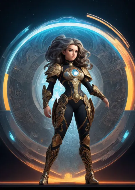 handsome by Julie Bell, solar futurism, 
Scandinavian girl, faces challenges , muscular, full armor dress, hyper detailed, professional poster, award winning,  trending on ArtStation , (intricate details, masterpiece, best quality:1.4), looking at viewer, dynamic pose beats,  in the style of Nicola Samori