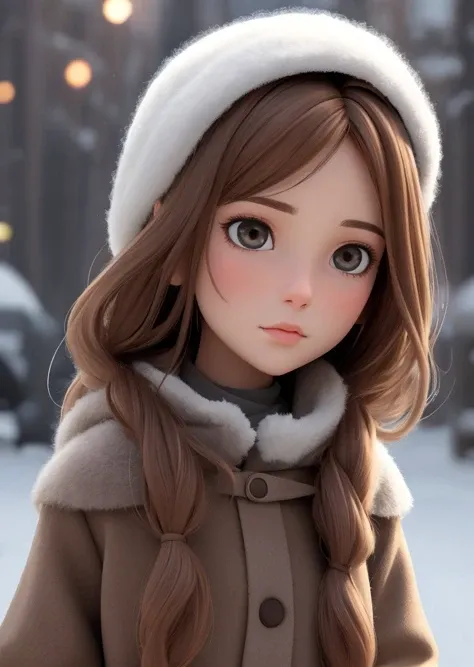 render, nordic girl, Brown-haired head, crushes, Melancholy