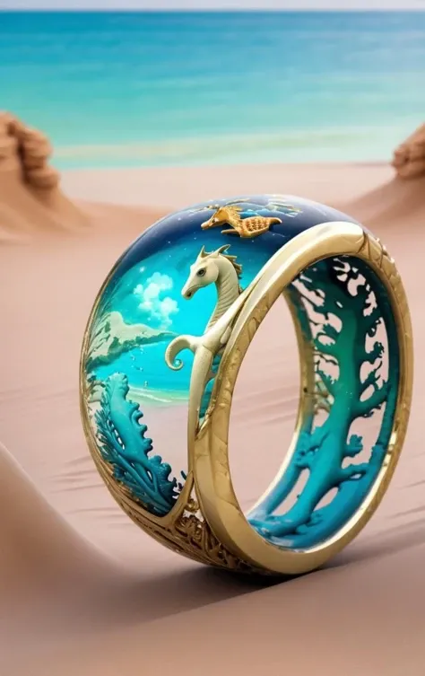 Ring,  desert, seahorse,blackwater,saltwater,flowstone <lora:RingArt_Sora:1@0,.5@.4>