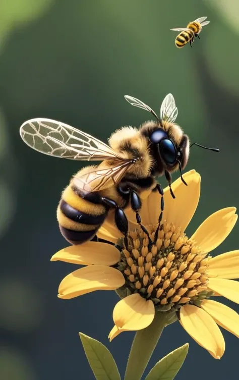 A Establishing Shot of a (((bee))), at afternoon