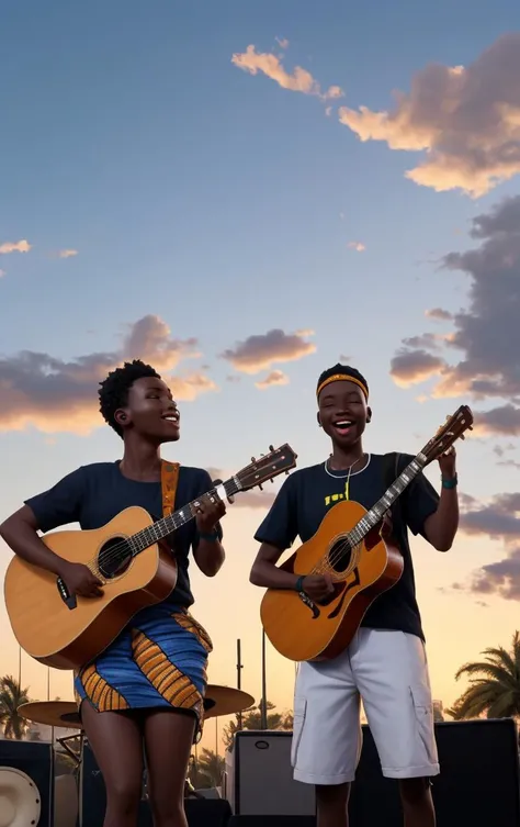 an outdoor africa music concert at dawn
