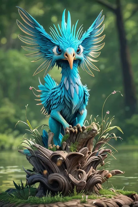 (masterpiece), (realistic), 8k, RAW photo, very wide shot, octane render, unreal engine, volumetrics dtx, (film grain, bokeh, blurry foreground) Kingfisher mutation to Siberian creature, speak verbs, psychedelic art move Bouvardia Lumbini, the Birthplace of the Lord Buddha background, Sumptuous, Sabattier filter, psychotomimetic trippy snou