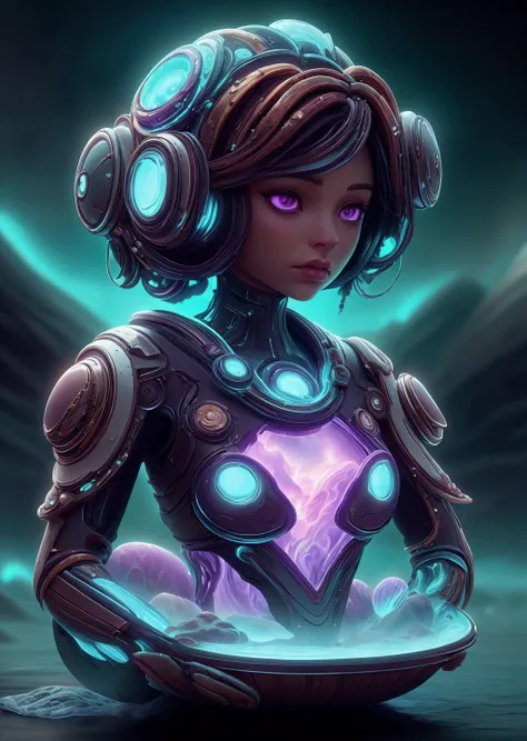 (masterpiece), (realistic), 8k, RAW photo, very wide shot, octane render, unreal engine, volumetrics dtx, (film grain, bokeh, blurry foreground) black girl, black undercut Ginger hair, pointing, Intrigue emotions, digital art movement, DarkFantasy magicpunk style, mind-blowing trippy, Frontiers of the Roman Empire   The Lower German Limes background, <lora:AtlantisTech:1><lora:UltraBlackholeTech:0.6> violet and aquamarine , scifi, see-through, transparent, Thorough, modernism