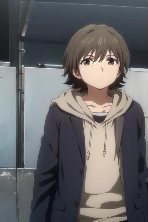 rentaroufutaba, <lora:rentarou futaba s1-lora-nochekaiser:1>,
rentarou futaba, short hair, brown hair, (brown eyes:1.5), male focus,
BREAK long sleeves, jacket, open clothes, hood, open jacket, hoodie, hood down,
BREAK outdoors, city,
BREAK looking at viewer, (cowboy shot:1.5)
BREAK <lyco:GoodHands-beta2:1>, (masterpiece:1.2), best quality, high resolution, unity 8k wallpaper, (illustration:0.8), (beautiful detailed eyes:1.6), extremely detailed face, perfect lighting, extremely detailed CG, (perfect hands, perfect anatomy),