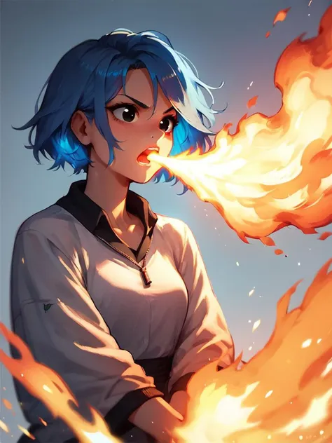 <lora:fire_breath_pony-6:0.6>,FireBreath,
score_9,score_8_up,score_7_up,score_6_up,score_5_up,
solo,1girl,breathing fire,blue hair,black eyes,looking at viiewer