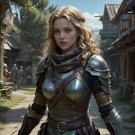 (masterpiece:1.2), (best quality,:1.2), 8k, HDR, ultra detailed, ((photorealistic)), perfect anatomy, professional light, cinematic lighting, fashion photography, ambient lighting,<lora:detail_slider_v4:3>, epic medieval fantasy, a rogue wearing brigandine armor, with blonde long and curly hair, circlet, scarf, armlet,  belt, <lora:zoom_slider_v1:-1.5>,  <lora:cleavage:-1>, <lora:fantasyAI:0.8> tanjoreai, in the style of Tolkien, Middle Earth, epiCPhoto