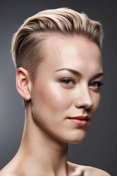 full color photography of sks woman, undercut slick hair, oiled shiny skin,
masterpiece, best quality, sharp focus, 8k highres, ultra-detailed, rim light, (grey background:1.0),
<lora:CR-YvonneStrahovski_v10-malcolmrey:1.1>