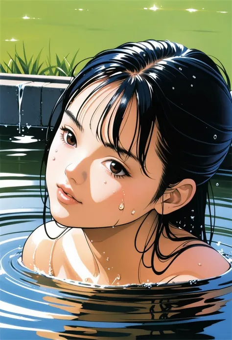 1girl, soaking in water wet  
ass
detailed face