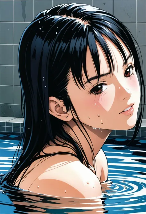 1girl, soaking in water wet  
ass
detailed face