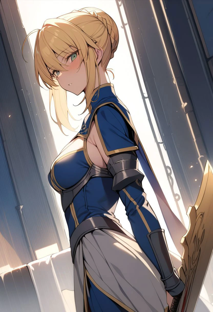1girl, holding sword artoria pendragon \(fate\), fate \(series\)
detailed face
perspective medieval
masterpiece best quality