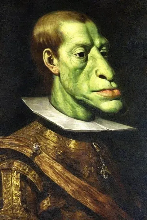 <lora:PE_HabsburgDiffusion:1.0>  PEHabsburg, large chin, underbite,
((humanoid reptile, lizard, green skin))