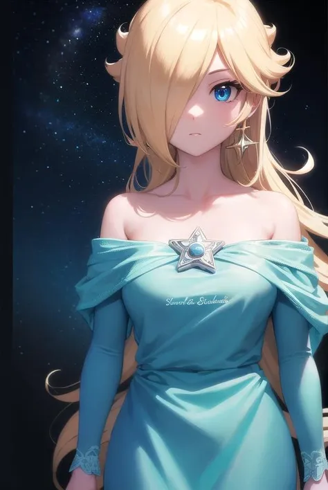 rosalina, <lora:rosalina-lora-nochekaiser:1>,
rosalina, blonde hair, blue eyes, hair over one eye, long hair,
BREAK blue dress, crown, dress, earrings, jewelry, princess, robe, star earrings,
BREAK night, night sky, sky, star \(sky\), star \(symbol\), space, sun,
BREAK looking at viewer, (cowboy shot:1.5),
BREAK <lyco:GoodHands-beta2:1>, (masterpiece:1.2), best quality, high resolution, unity 8k wallpaper, (illustration:0.8), (beautiful detailed eyes:1.6), extremely detailed face, perfect lighting, extremely detailed CG, (perfect hands, perfect anatomy),