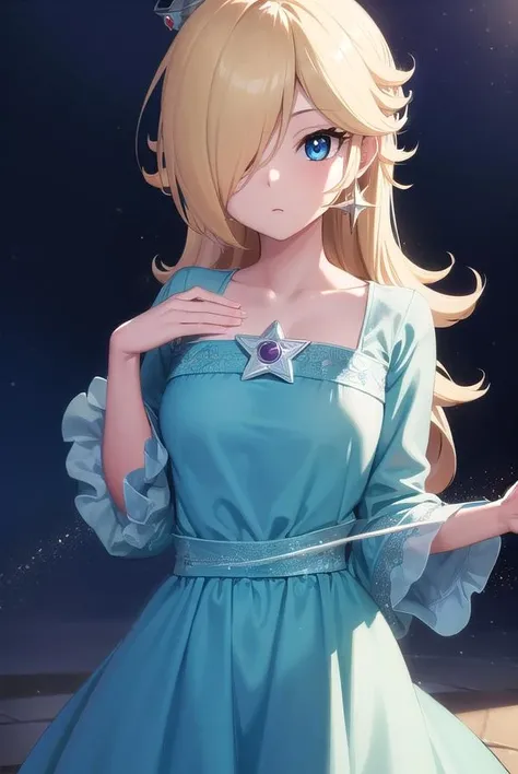 rosalina, <lora:rosalina-lora-nochekaiser:1>,
rosalina, blonde hair, blue eyes, hair over one eye, long hair,
BREAK blue dress, crown, dress, earrings, jewelry, princess, robe, star earrings,
BREAK night, night sky, sky, star \(sky\), star \(symbol\), space, sun,
BREAK looking at viewer, (cowboy shot:1.5),
BREAK <lyco:GoodHands-beta2:1>, (masterpiece:1.2), best quality, high resolution, unity 8k wallpaper, (illustration:0.8), (beautiful detailed eyes:1.6), extremely detailed face, perfect lighting, extremely detailed CG, (perfect hands, perfect anatomy),