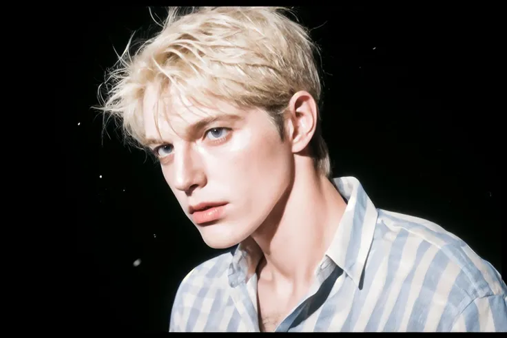 ((pastel_(medium))),colorized ,aquarium,depth_of_field ,halftone,Complementary color,1boy,upper body, collared shirt ,Clavicle, nipple,short messy_hair,light eyes, long eyelashes,strong rim light,highres, film_grain,light_particles, best quality
, Edward Clark  <lora:kr-maleface-i2-000006:1>