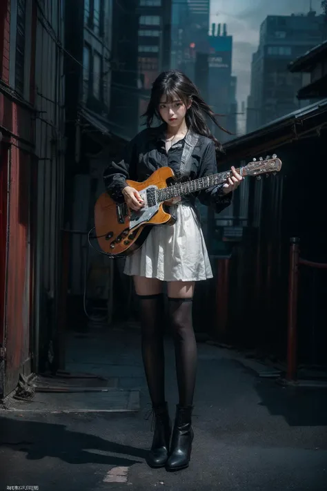 1girl, ((guitar:1)),(a girl standing on top of a building next to a black cat, 2d cinematic, rending on cgsociety, band playing, black cat at her feet, the girl plays the guitar, playable trailer, by Yu Zhiding, the metaverse, main character, black shadows, streaming, cats, new york backdrop), romanticism, atmospheric, (RAW photo, best quality), (realistic, photo-realistic:1.3), masterpiece, an extremely delicate and beautiful, extremely detailed, <lora:difConsistency_detail:0.45>
<lora:oc_v10:0.5:PALETTE> <lora:lowra_v10:0.4> newspaper background, <lora:Newspaper:0.75>