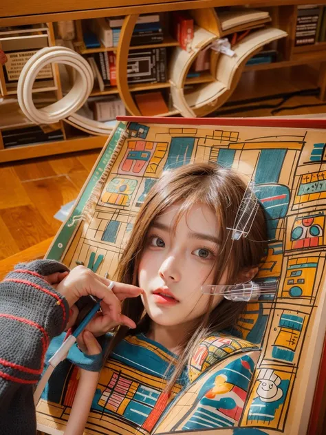 Masterpiece,best quality,ultra-detailed illustration,crayon drawing,
1girl,
<lora:libbg_v16:0.7> lib_bg,big,depth of field, <lora:MengX girl_Mix_v30:0.8>