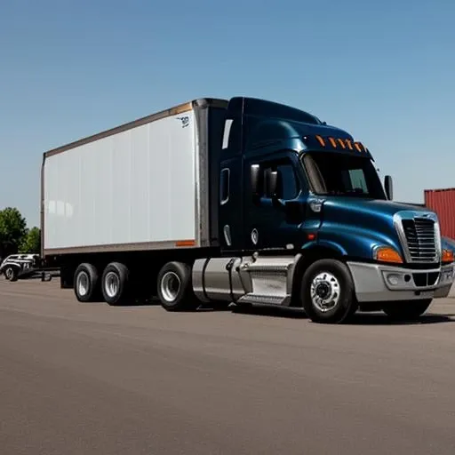 <lora:Freightliner_Cascadia_2023:1> a Freightliner semi truck parked in a parking lot