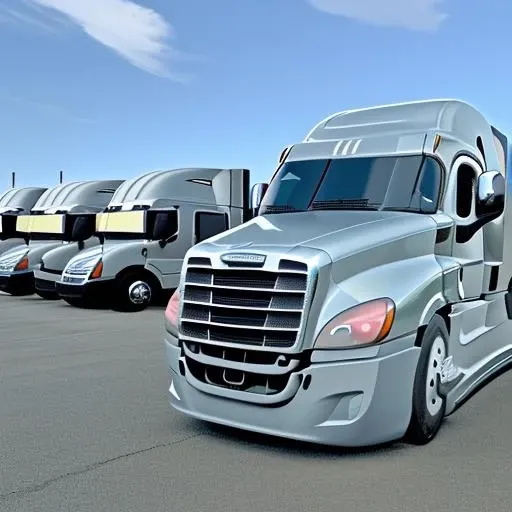 <lora:Freightliner_Cascadia_2023:1> a Freightliner semi truck parked in a parking lot