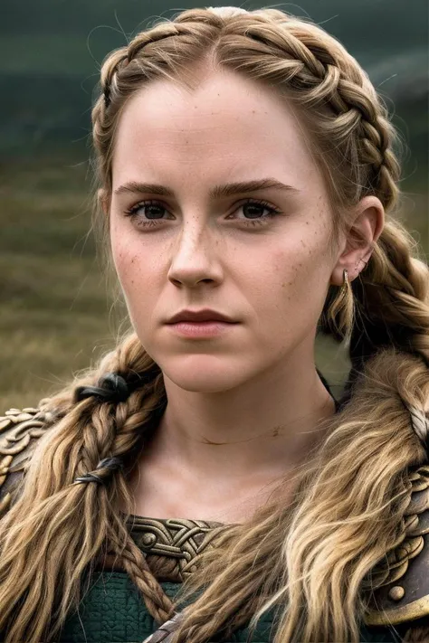 masterpiece, stunning closeup portrait photo of ewt, as a female (viking shieldmaiden)