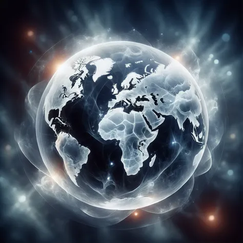 ais-ghostly, planet earth in the style of an X-ray, on a dark bokeh background <lora:sdxl\Ghostly_Style_SDXL>