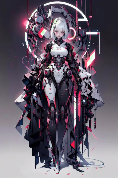 best quality, masterpiece, illustration, masterpiece, realistic, photorealistic, 1girl, solo, full body, skinny, medium breasts, long legs, short hair, (Blank background:1.3), grey background, Mechanical body, cyborg, <lora:dragon ear_20230623155318:0.6>, <lora:Futuristicbotv.2:0.7> <lora:Neno:0.7> neon_lights