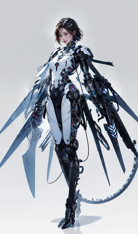 best quality, masterpiece, illustration, masterpiece,realistic, ,photorealistic,
1girl,solo,full body, skinny, medium breasts, long legs, short hair,
(Blank background:1.3),grey background,
<lora:dragon ear_20230623155318:0.6>Mechanical body,
<lora:Futuristicbot4:0.65>cyborg,
