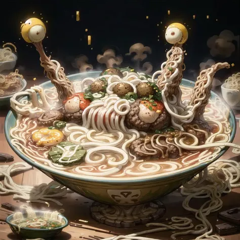 <lora:FlyingSpaghettiMonster:1>, flying spaghetti monster, FSM, ramen