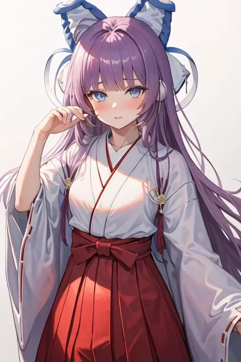 masterpiece, best_quality, 1girl, solo, puniru \(puniru wa kawaii slime\), puniru wa kawaii slime, gradient hair, bangs, green eyes, double bun, mini hat, long hair, miko, shrine