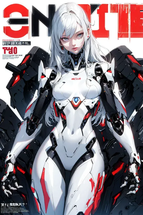 (magazine cover:1.3),ulzzang-6500, (realistic: 1.3) (original: 1.2), masterpiece, best quality, beautiful clean face, fullbody,  ((robot girl, mecha)), broken armor, mechanical halo, mechanical arms, white hair, long hair, ceramic body, thigh gap, small breast, cyber background, extreme detailed city, (translucent body, reflection skin), 8k, best quality, ultra detailed, (hyperrealistic:1.4), <lora:glassSculptures_v20CompletelyRedone:0.9>,