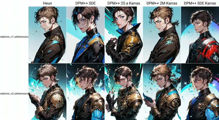 absurdres, (great composition), <lora:add_detail:-1.5>, <lora:tangbohu-line_1.0:-0.8>, <lora:handsome_male-02:0.8>, 1boy, man, solo, handsome, fair,fetching, Dazzling Blue, ash brown, ideal,criticism, dawn,iridescence, Headshot, sideburns