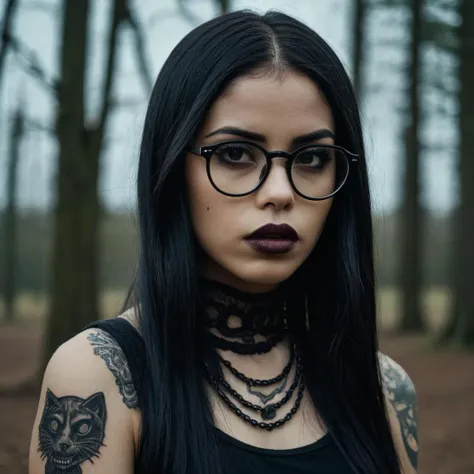 (Gothic horror science fiction style:1.5) (very close shot, zoomed-in face portrait:1.5) photo of a thinking, (closed mouth:1.5) romantic shy fit (hipster with tattoos and glasses:1.1) 23 year old (Ugandan:1.1) young woman with long black hair, brown eyes, (makeup, eyeliner, eyeshadow, lipstick:0.9), (pores:0.5), (goosebumps:0.5), (film grain:0.9).
She is in a (gothic horror scifi:1.1) (ruined spooky:1.1) park, (dark:1.1), (dim:1.1), (gloomy:1.1), evening, foggy.
detailed skin texture, detailed cloth texture, detailed face, (intricate sharp details:1.1), ultra high res