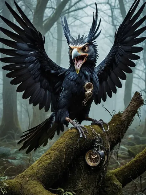 award-winning photography of a gothic harpy with screeching voice in wonderland, magical, whimsical, fantasy art concept, steampunk, intricate details, best quality, masterpiece, ultra sharp, hyper realistic, realism <lora:cyber_aesthetic_sdxl:0.8>