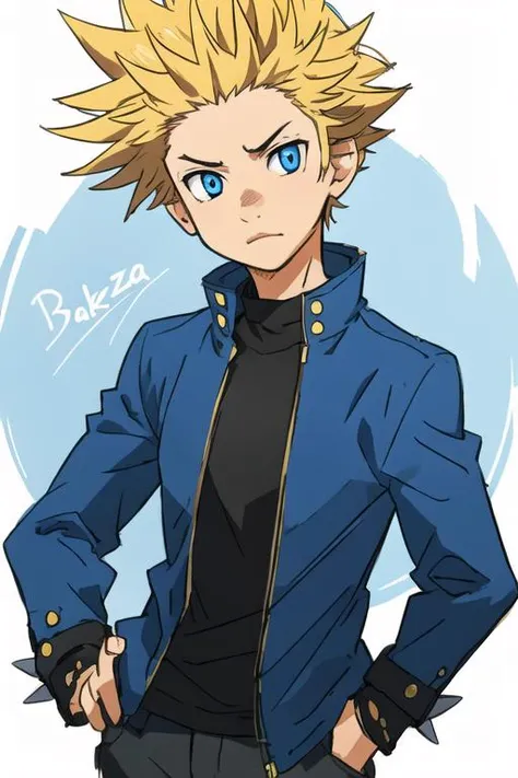masterpiece, best quality, sketch, 1boy, solo, male focus, looking at viewer, , , <lora:takeshi_aiza:0.70>, takeshi_aiza, blonde hair, blue eyes, spiked hair, gakuran,